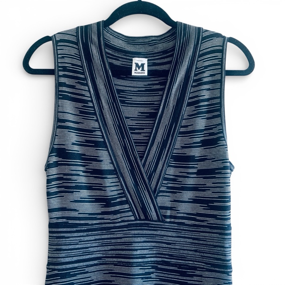 Missoni 90’s Knit Fitted Dress Knee Length Sleeveless V-Neck Vintage Women’s 44 - Picture 5 of 15
